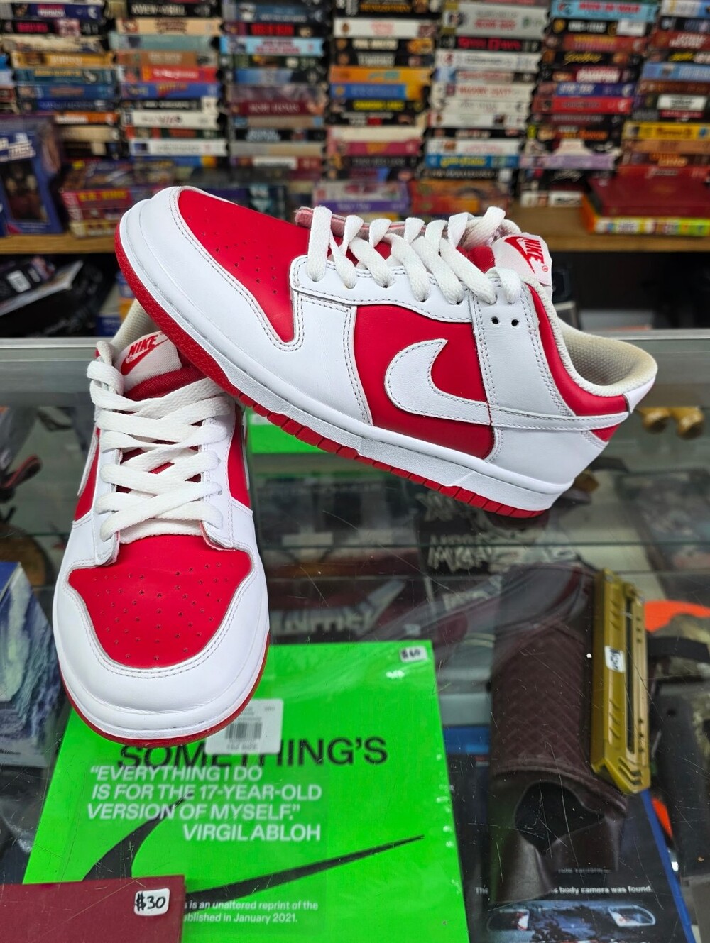 Nike Dunk Low Shoes Boys Size 5.5Y Red White CW1590-600